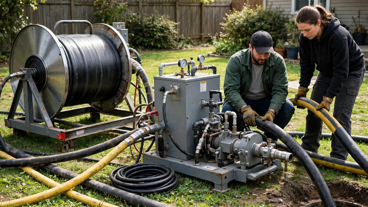 Trenchless sewer lining equipment at a home in Maine