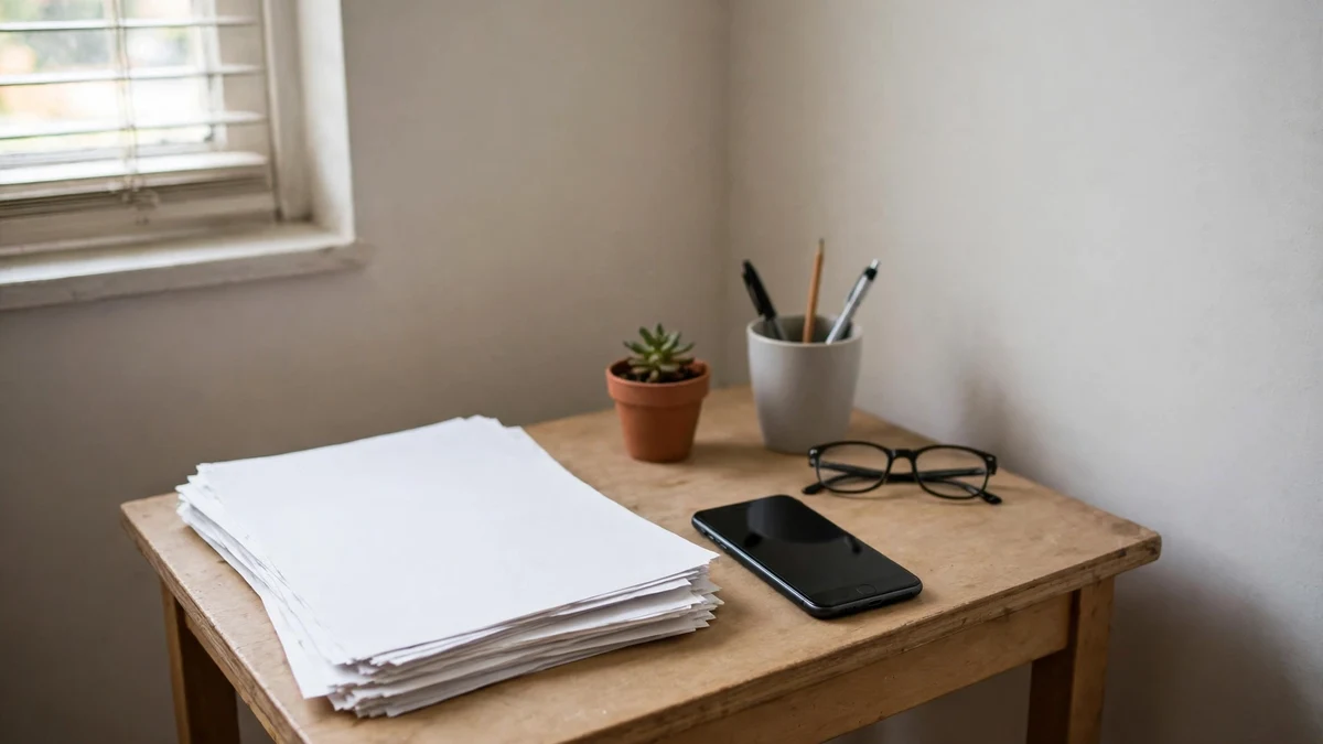 Technician reviewing paperwork at a home in Maine